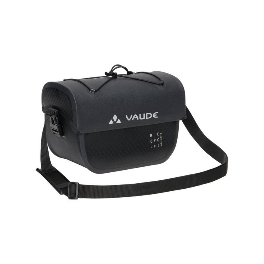 Sacoche de guidon VAUDE Aqua Box en matériaux recyclés noire avec bretelle pour transport confortable