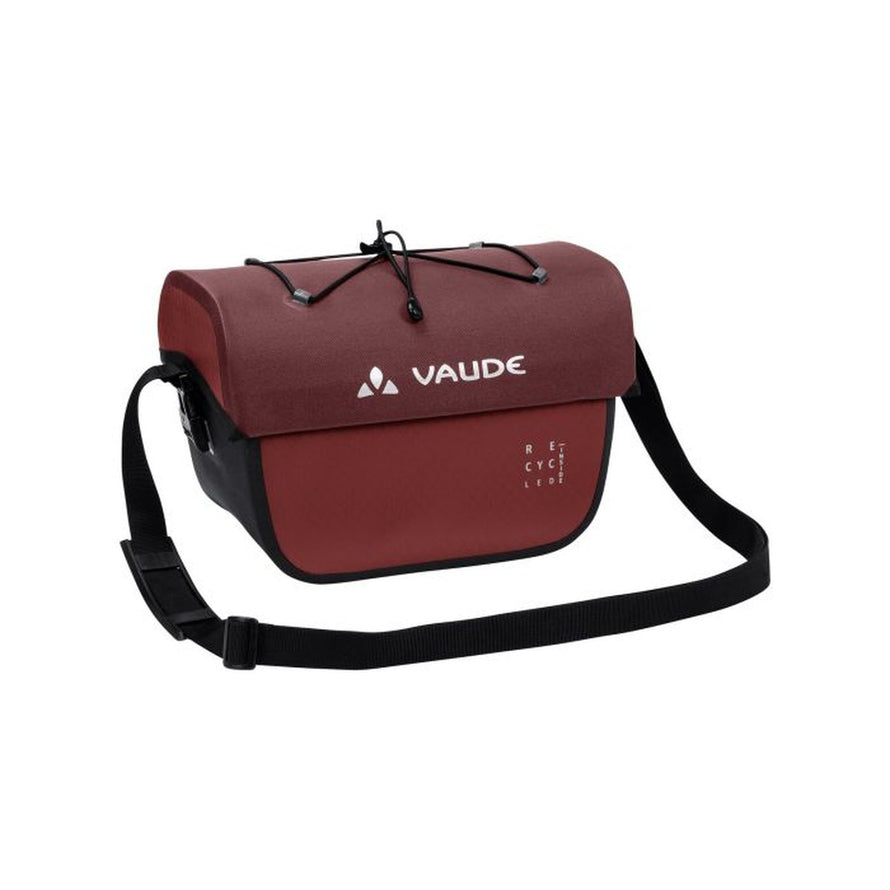 Sacoche de guidon VAUDE Aqua Box en matériaux recyclés rouge avec bretelle ajustable pour transport vélo
