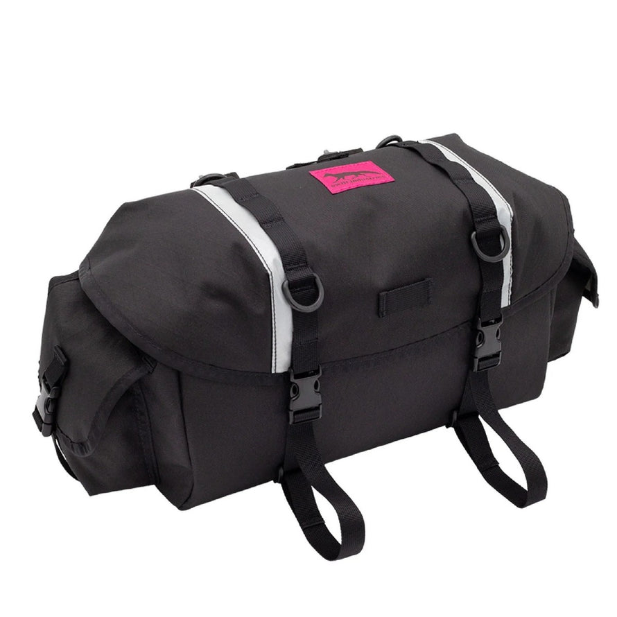 Sacoche vélo guidon 12L Zeitgeist Swift Industries noire avec sangles réglables et bandes réfléchissantes pour sécurité