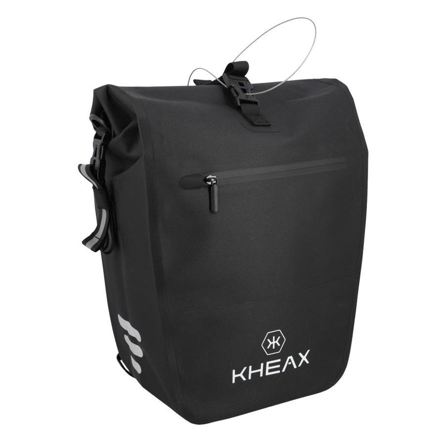 Sacoche de vélo Kheax Izoard Edge noire, étanche et résistante, idéale pour le transport sécurisé à vélo