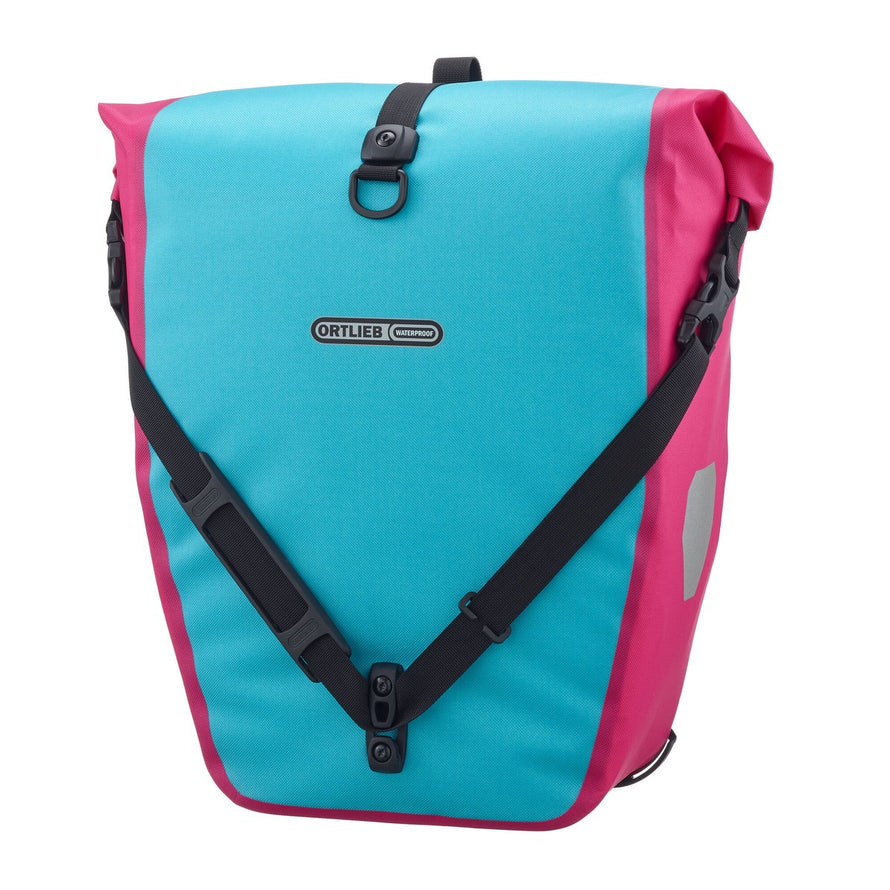 Sacoche vélo Ortlieb Back Roller Cyber 20L bleu et rose, étanche et résistante pour porte-bagages