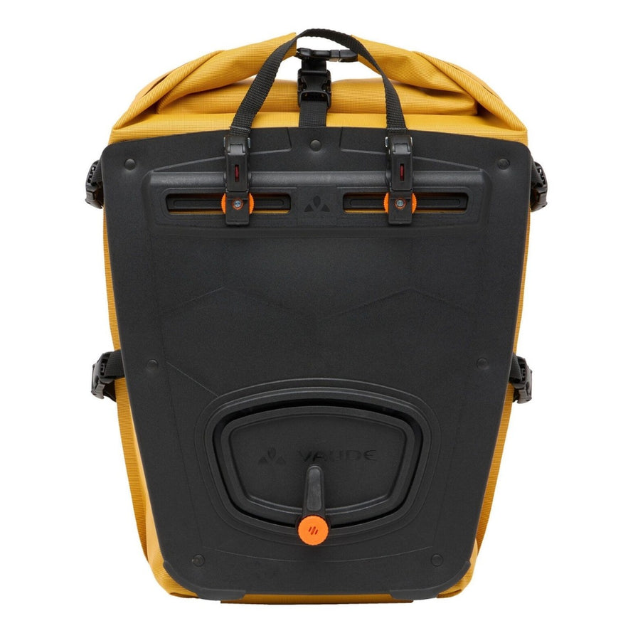 Sacoche de velo Vaude Free Cargo jaune avec fixation arriere robuste pour un transport fiable et securise