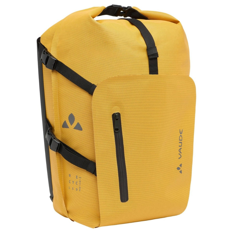 Sacoche de velo Vaude Free Cargo jaune avec fermeture eclair exterieure et materiau resistant etanche