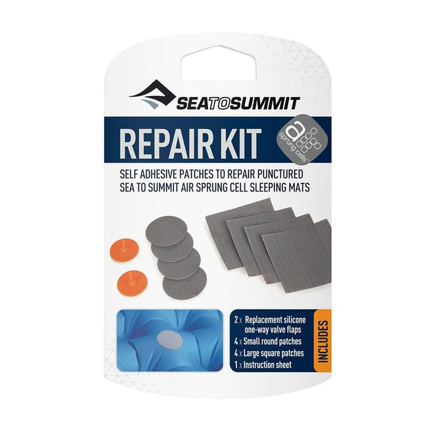 Kit de reparation pour matelas gonflable Sea to Summit avec patches autocollants et valves de rechange