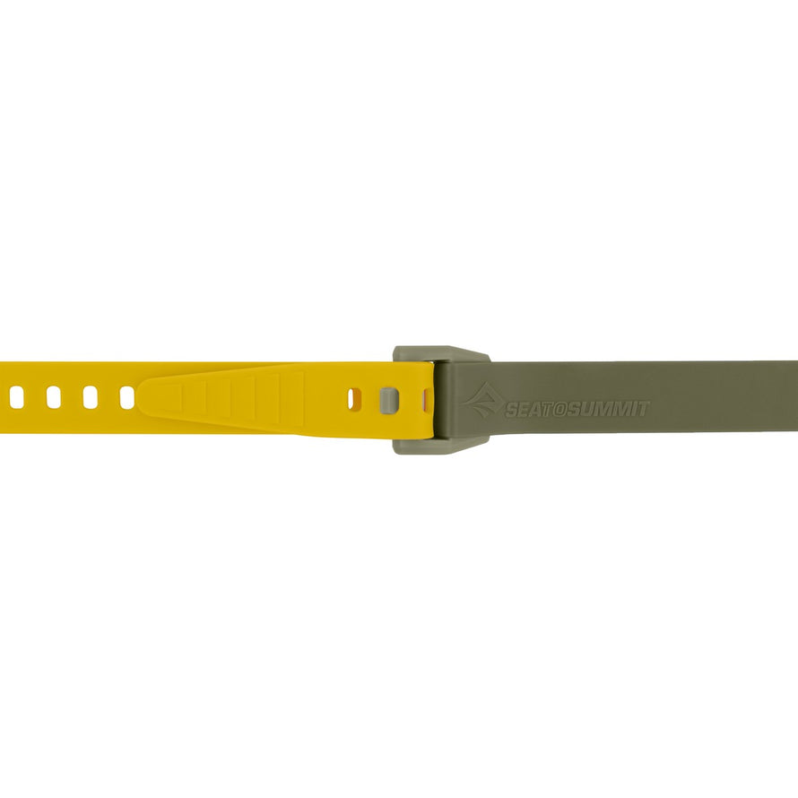 Boucle verte et sangle jaune du set de 4 sangles Sea to Summit Stretch-Loc pour fixation vélo et outdoor