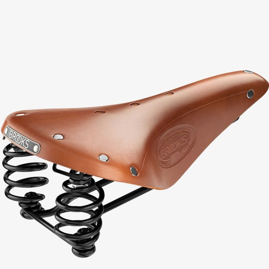 selle de vélo Brooks Flyer en cuir et avec suspensions honey