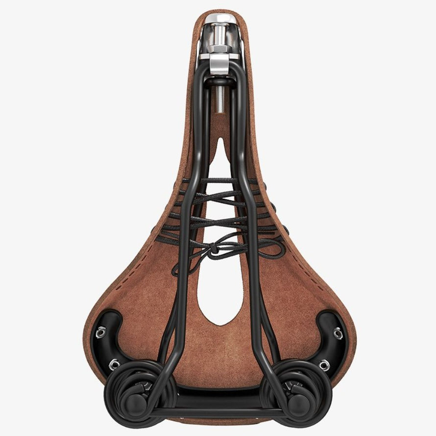 selle de vélo en cuir avec suspension avec canal central Flyer Carved Brooks antic brown