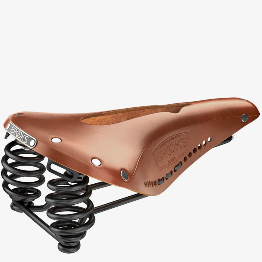 selle de vélo en cuir avec suspension et canal central Flyer Carved Brooks honey