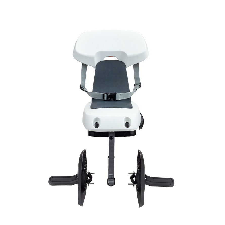 siege enfant guppy junior polisport blanc avec harnais et fixation securisee sur porte bagage arriere