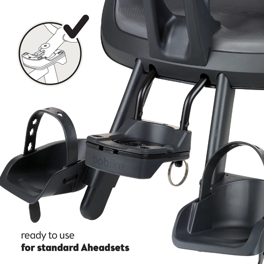 Siège vélo avant Bobike Exclusive Evolve Mini ICR avec support pédales ajustables pour enfant 9 à 15 kg