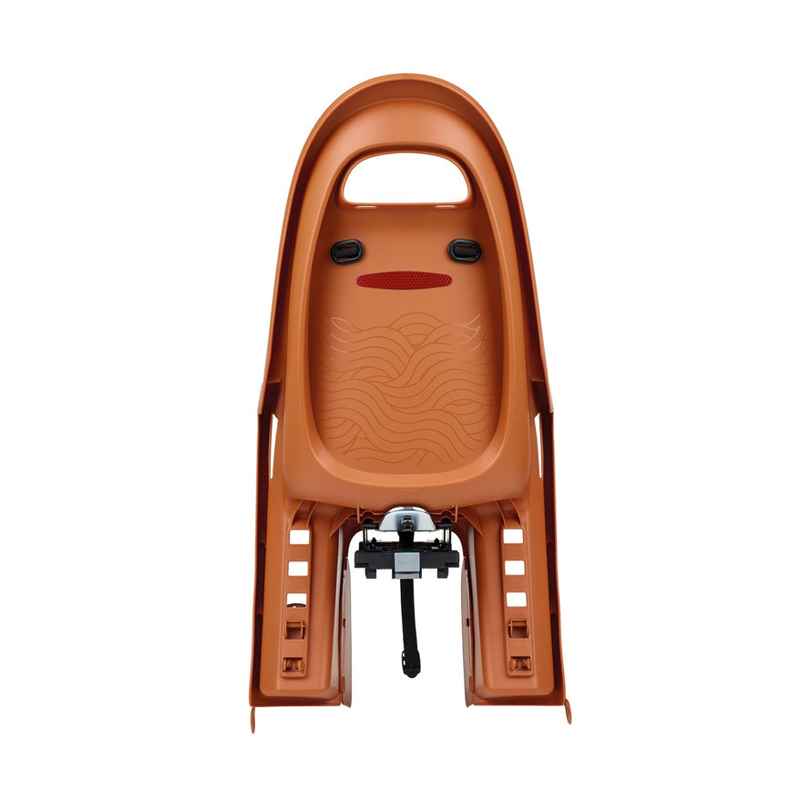 Siege velo enfant Polisport Groovy MIK-HD 9 mois a 6 ans couleur terre cuite vue de dos avec fixation MIK