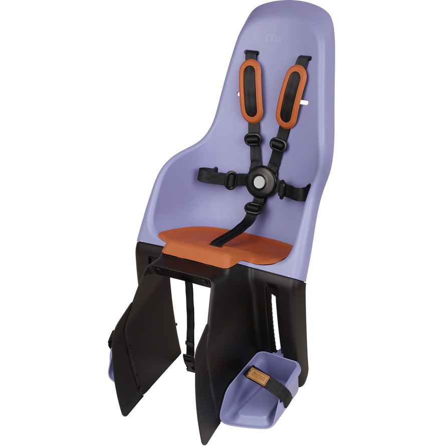 Siège vélo junior arrière Minia violet sur porte-bagages