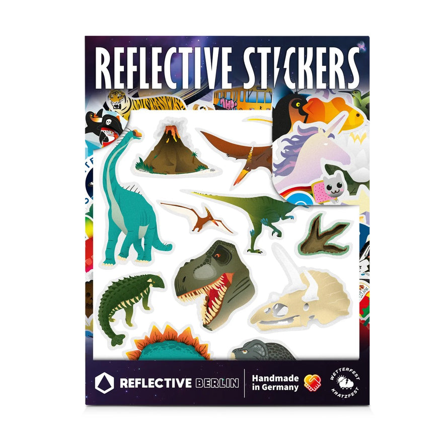 Stickers réfléchissants dinosaures pour vélo et casque Reflective Berlin, sécurité et style garantis