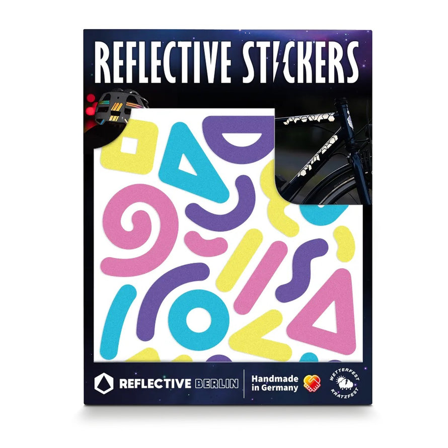 Stickers reflechissants formes colorees pour velo et casque Reflective Berlin modele securite et style original