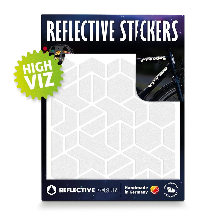 Stickers reflechissants geometriques pour velo et casque Reflective Berlin modele securite et haute visibilite