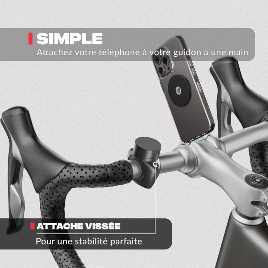 Support magnétique téléphone Shapeheart vélo PRO avec fixation vissée pour une stabilité optimale sur guidon