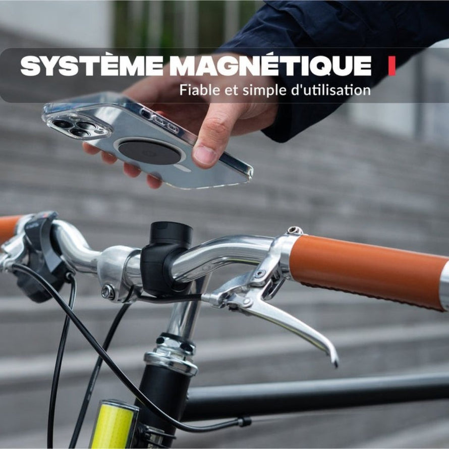 Support magnétique téléphone Shapeheart vélo PRO fixé sur guidon pour un usage urbain sécurisé et pratique