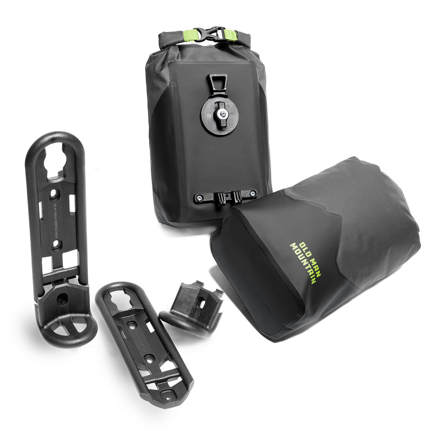 Kit sacoches de fourche étanches Hemlock avec supports FLiP Cages Old Man Mountain