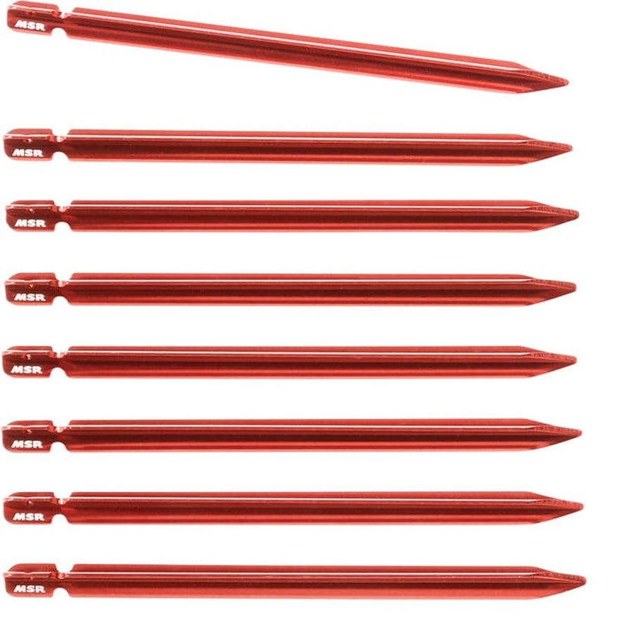 Piquets rouges MSR pour tente Hubba Hubba HD 2P, solides et légers pour un ancrage fiable en camping