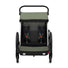 Remorque enfant Thule Courier 2 places olive avec poussette et cargo FlipFlat pour balades sûres et confortables