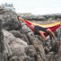 Hamac Ticket to the Moon Original rouge et jaune, confortable et résistant pour camping et aventures outdoor