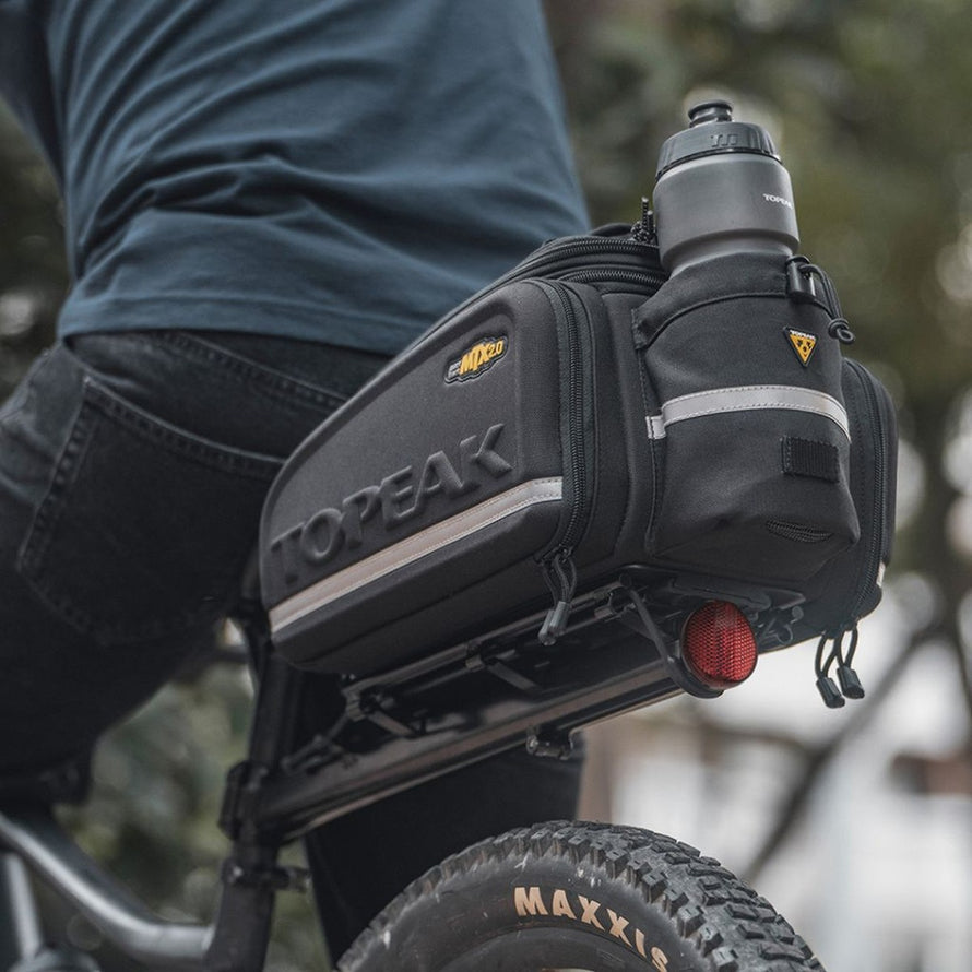 Support porte-bagages Topeak MTX Beamrack II TYPE-E avec sacoche et feu arrière pour vélo tout-terrain
