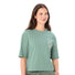 T-shirt Femme Vaude Redmont vert clair en coton bio avec motif graphique, confortable et écologique pour cyclisme