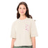 T-shirt Femme Vaude Redmont Heavyweight beige avec motif rose à l'avant, style décontracté et confortable