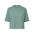 T-shirt Femme Vaude Redmont Heavyweight vert avec motif graphique moderne, confortable et idéal pour cyclisme