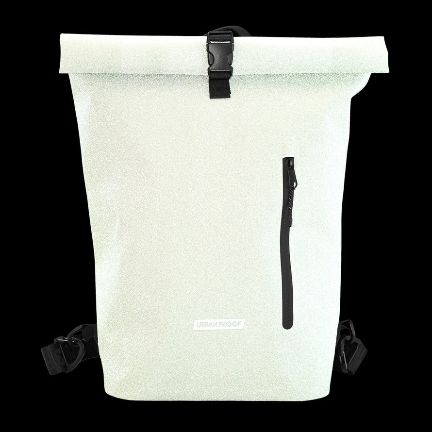 Sacoche vélo convertible en sac à dos Knox 22L Urban Proof blanche avec fermeture éclair avant noire