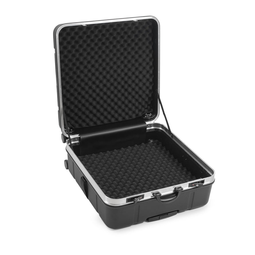 Valise rigide Foldon case b_and_w_international pour vélo Brompton avec poignée télescopique et mousse protectrice