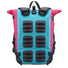 Sacoche vélo convertible sac à dos Vario Ortlieb vue dos avec rembourrage ergonomique bleu et rose