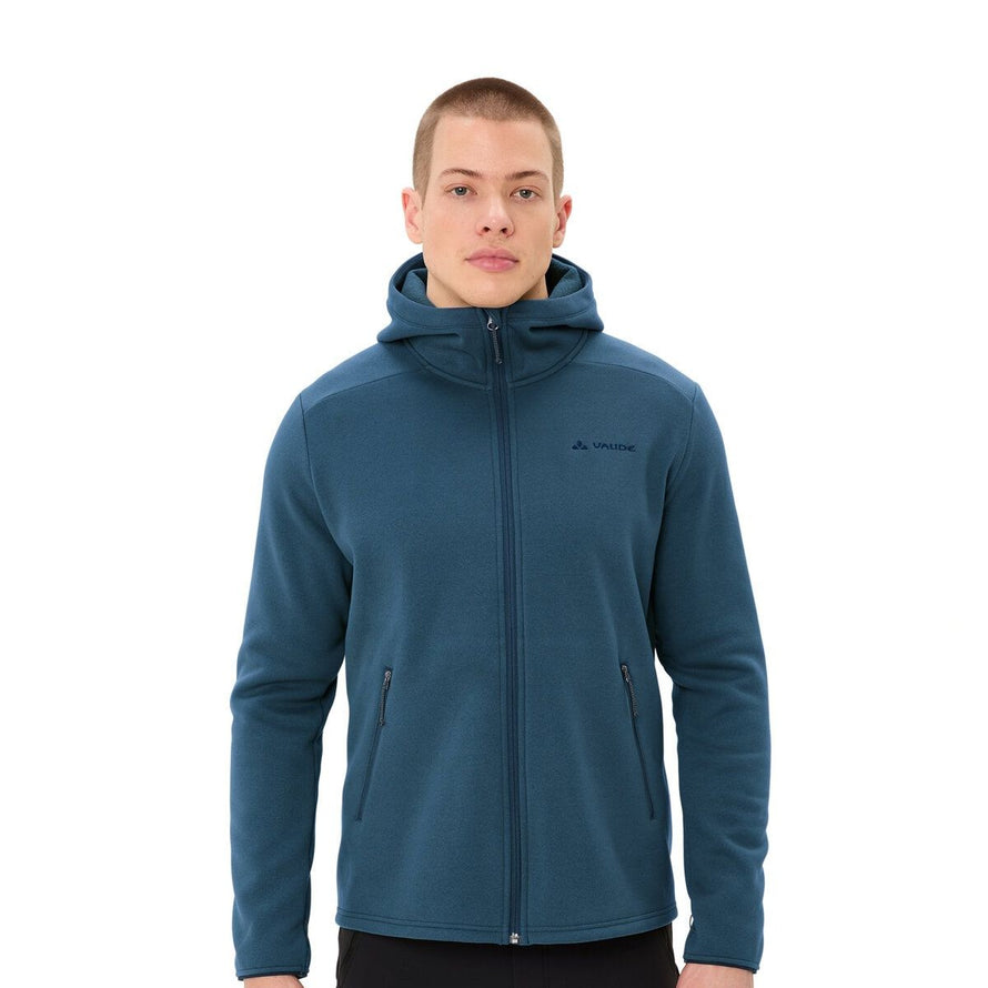Polaire a capuche Vaude Idris Fleece homme bleu avec fermeture eclair pour velo et activites outdoor