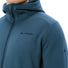 Polaire a capuche Vaude Idris Fleece homme en bleu detail couture et logo pour velo et outdoor
