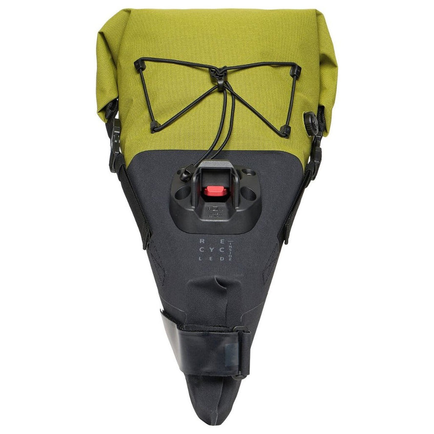 Sacoche de selle Trailsaddle Vaude vert jaune et noir, résistante et fonctionnelle pour vélo aventure