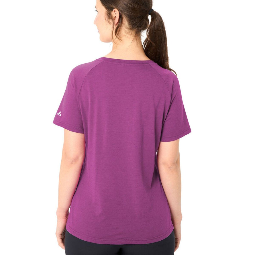 T-shirt Essential en laine pour femme Vaude, léger et idéal pour les sorties vélo confortables