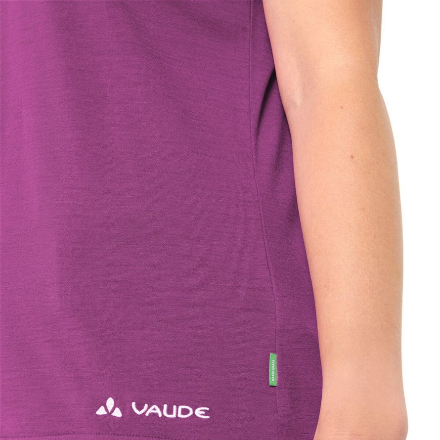 T-shirt Femme Vaude Essential merinos violet, confortable et respirant pour cyclisme et activités outdoor