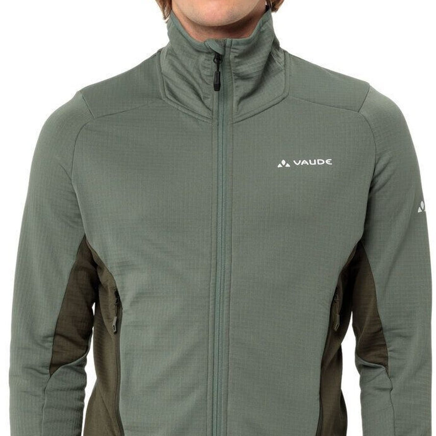 Veste polaire homme Vaude Monviso FZ II kaki avec zip complet et tissu technique pour confort outdoor