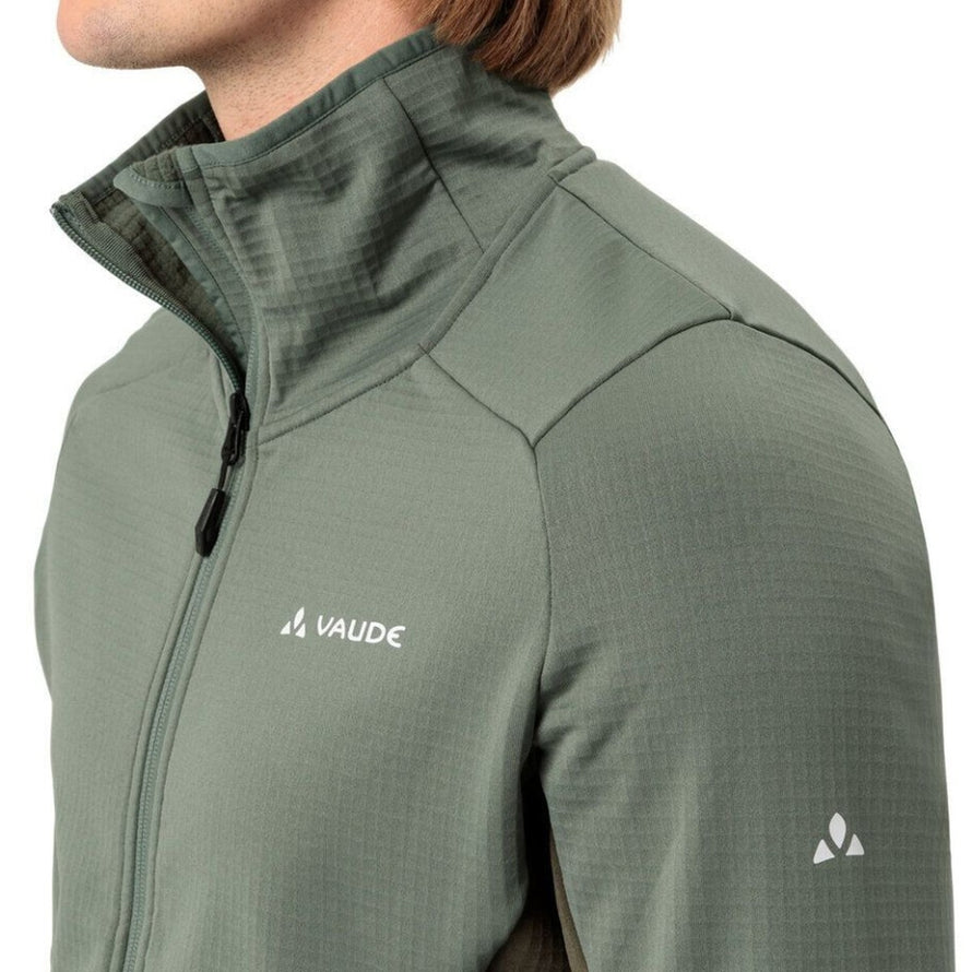Veste polaire homme Vaude Monviso FZ II en vert sauge, légère et respirante pour activités outdoor