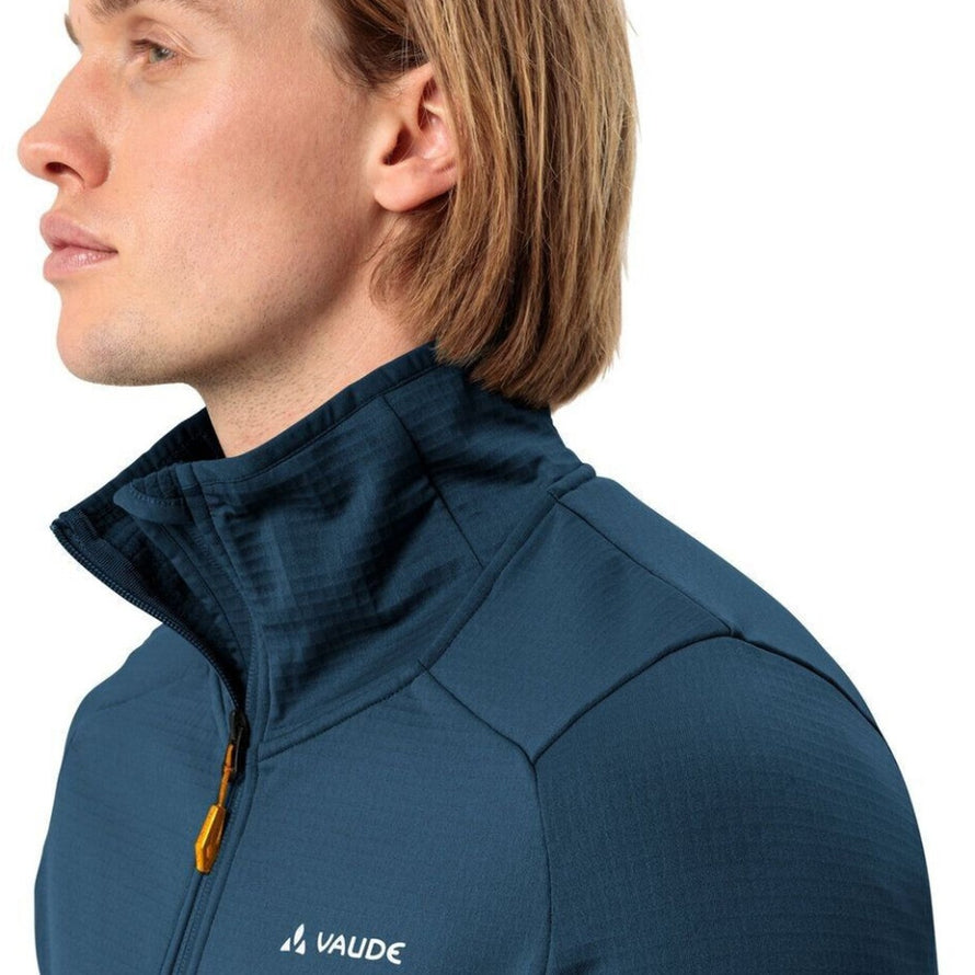Veste polaire homme Vaude Monviso FZ II bleu pétrole avec col montant pour protection et confort en extérieur