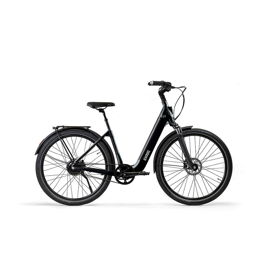 Vélo électrique clignotants intégrés Ellipse courroie fourche suspendue Noir Minuit M (tige de selle suspendue) Cruiser
