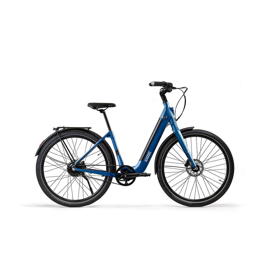 Vélo électrique clignotants integres Ellipse E2 ST Courroie Fourche Rigide Bleu Pétrole Tige de Selle Rigide Cruiser