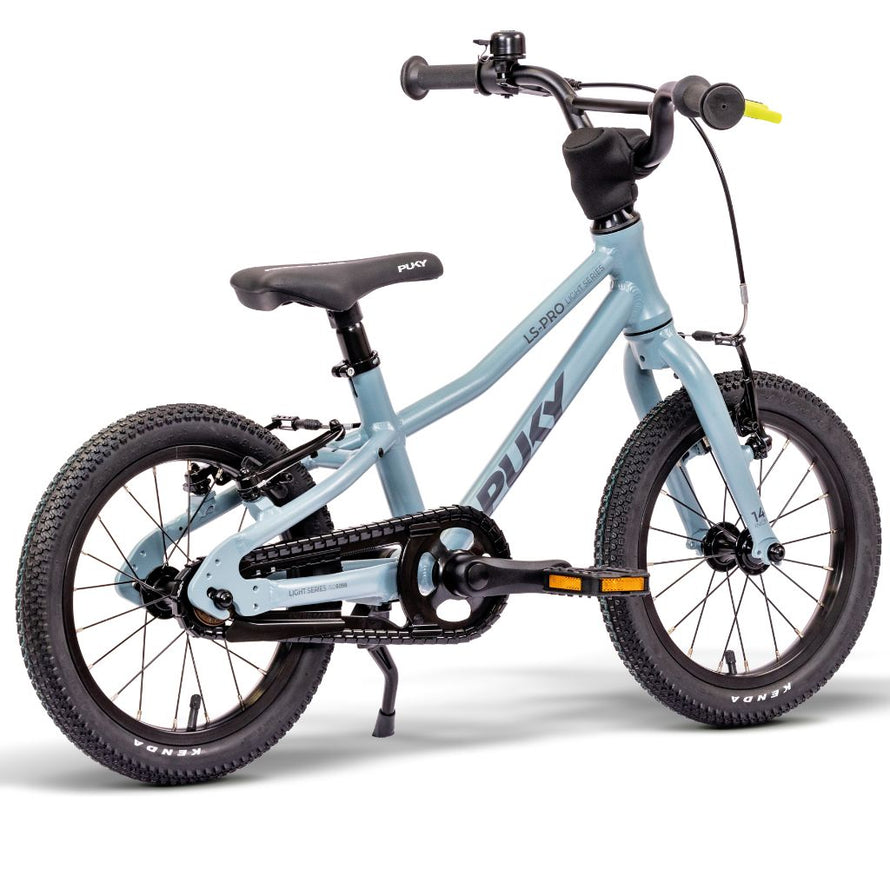 Vélo enfant PUKY LS-PRO 14 bleu clair avec freins adaptés, béquille et pneus robustes pour apprentissage sécurisé