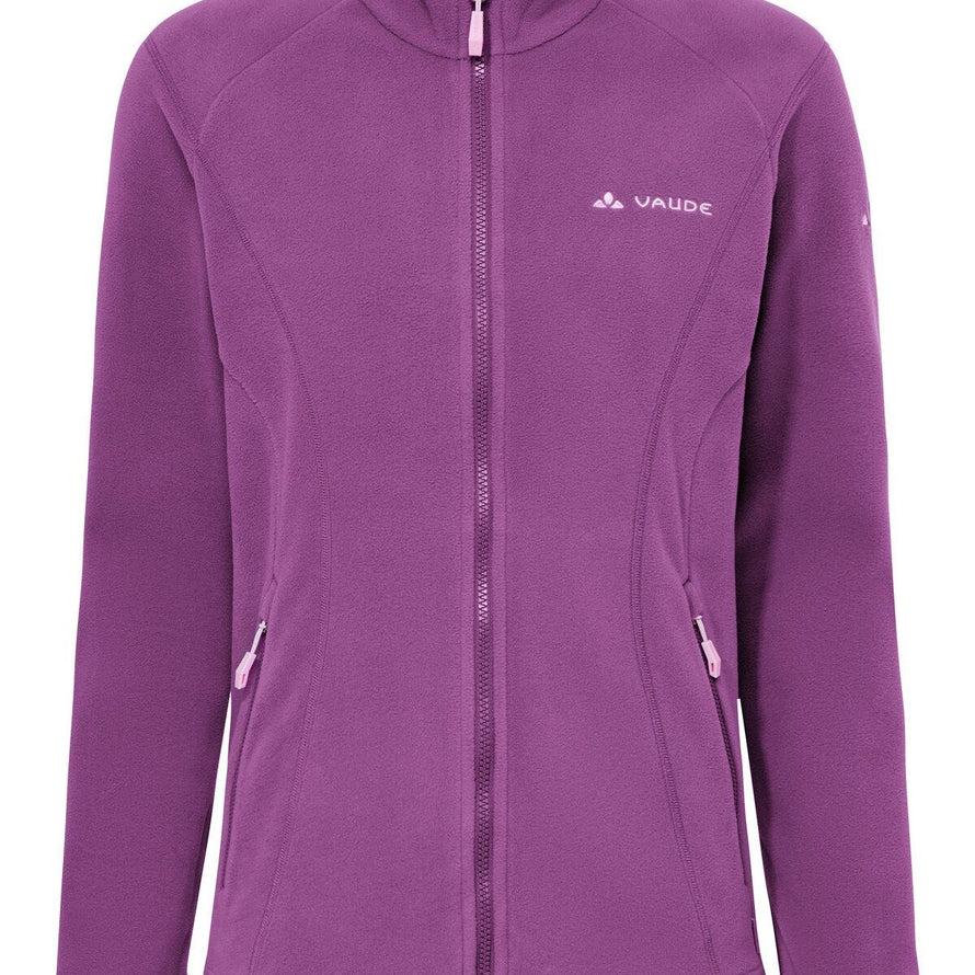 Veste polaire femme Vaude Rosemoor II rose avec zip intégral et poches latérales pour chaleur et confort outdoor