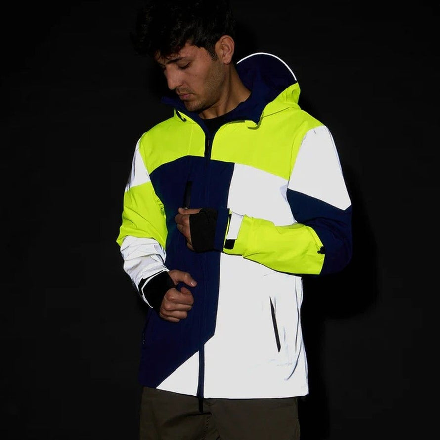 Veste Urban Circus Repop réversible montrée ouverte, avec doublure jaune haute visibilité