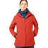 Veste Vaude Elope 3 couches femme rouge avec capuche et zip, imperméable et respirante pour cyclisme