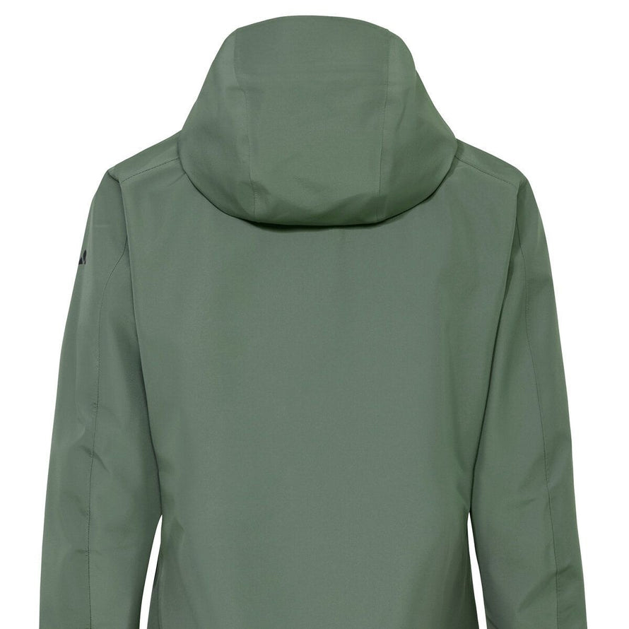 Veste Vaude Elope 3 couches femme vert avec capuche, imperméable et coupe-vent pour cyclisme