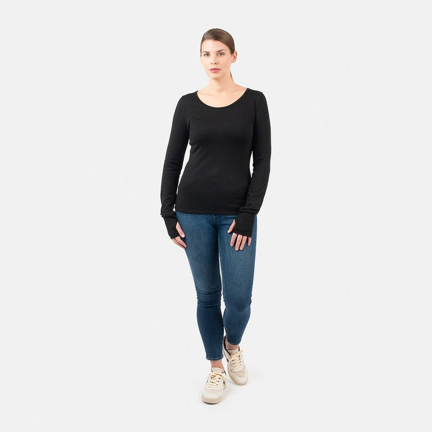 Sous-vêtement thermique manches longues en laine mérinos Weathergoods Sweden pour femme, idéal cyclisme et confort