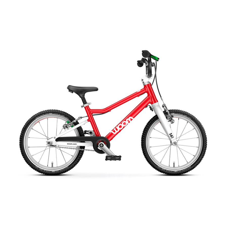Velo enfant Woom modele GO 3 16 pouces rouge blanc pour enfants 4-6 ans debut apprentissage velo