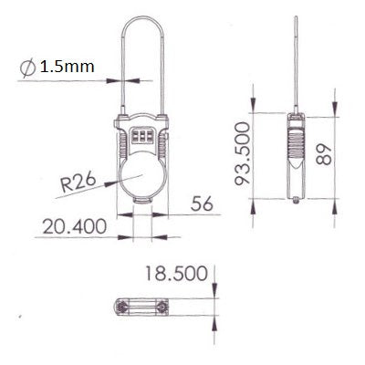 Cable 110 cm rétractable fermeture code - sécuriser selle casque - #2